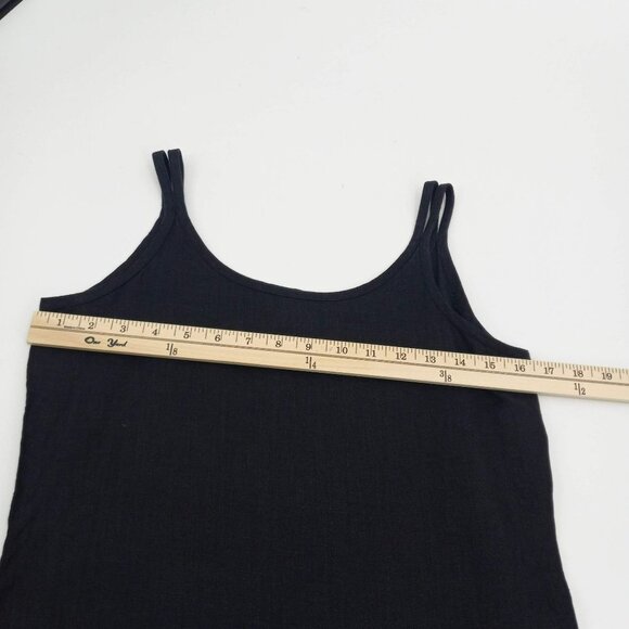 Garnet Hill Black Linen Lattice Cutout Maxi Dress Minimalist Versatile Beach 6P - Picture 8 of 9